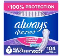 Always Discreet Almohadillas para incontinencia y posparto para adultos con secado rápido, 26 unidades x 4 paquetes (104 unidades en total)