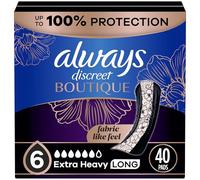 Always Discreet Boutique, almohadillas para incontinencia y posparto para mujeres, talla 6, absorción extra pesada, longitud larga, 20 unidades x 2 paquetes (40 unidades en total)