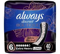 Always Discreet Boutique, almohadillas para incontinencia y posparto para mujeres, talla 6, absorción extra pesada, longitud larga, 20 unidades x 2 paquetes (40 unidades en total)