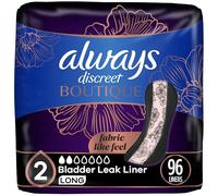 Always Discreet Boutique Forros para incontinencia, absorción muy ligera, longitud larga, 32 unidades (paquete de 3)