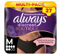Always Discreet Boutique - Ropa interior para incontinencia, talla M, color negro x 9, para vejiga sensible, bloquea los olores, la humedad y evita fugas