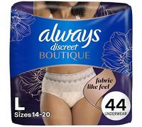 Always Discreet Boutique - Ropa interior para incontinencia y posparto para mujer, máxima protección, L, rosa, 44 unidades