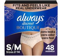 Always Discreet Boutique - Ropa interior para incontinencia y posparto para mujer, máxima protección, S/M, rosa, 48 unidades