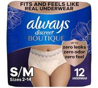 Always Discreet Boutique - Ropa interior para incontinencia y posparto para mujer, máxima protección, talla S/M, color rosa, 12 unidades
