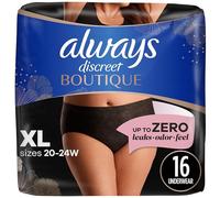 Always Discreet Boutique - Ropa interior para incontinencia y posparto para mujer, máxima protección, XL, negro, 16 unidades