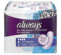 Always Discreet. Compresas largas plus para adultos (incontinencia urinaria), Pack de 2 x 8 unidades