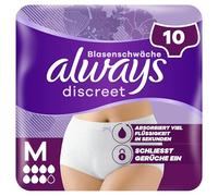 Always Discreet Incontinencia Bragas Plus Para Mujeres, M, 10 Bragas, Previene fugas Y olores, Agradable Y Apenas Perceptible