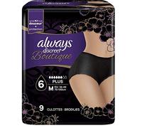 Always Discreet - Lote de 2 bragas para incontinencia e incontinencia, talla M, color negro