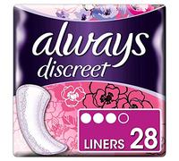 Always Discreet Normal Protectores de bragas, para orinar, absorben los olores y la humedad en segundos, evitan fugas x28