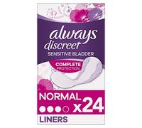 Always Discreet - Protectores de incontinencia para mujer, 24 revestimientos, absorción moderada, delgados y flexibles, forros para vejiga sensible