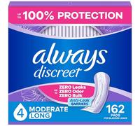 Always Discreet - Protectores para incontinencia adulta para mujer, absorción moderada, largos, protectores posparto, 162 unidades