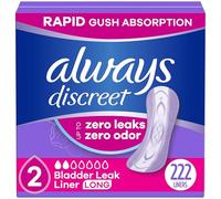 Always Discreet Protectores para incontinencia para fugas de vejiga, 2 tamaños, absorción muy ligera, longitud larga, 222 unidades