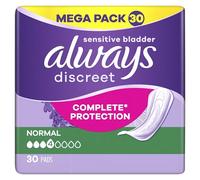 Always Discreet Toallas Para Fugas Urinarias Mujeres Normal 30 Toallas Protección Integral*. Increíble discreción