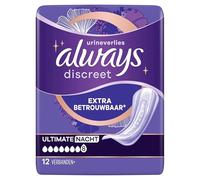 Always Discreet Toallas Para Fugas Urinarias Mujeres Ultimate Noche 12 Toallas Protección Extra Segura Y Discreción Óptima