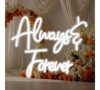Always Forever - Letrero de neón para decoración de pared, letras blancas, luces LED para boda, compromiso, palabras, letreros de luz para dormitorio, bar, club, hotel, fiesta, colgante, alimentado