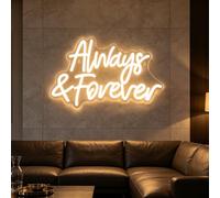 Always & Forever - Letrero LED de neón para decoración de pared, regulable, alimentado por USB, luz nocturna romántica blanca cálida para citas, restaurantes, salas de estar (15.7 pulgadas de