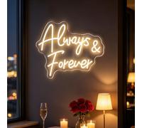 Always & Forever - Letreros de neón regulables alimentados por USB, luz LED acrílica, propuesta de matrimonio, decoración de pared, letrero de arte de neón para hoteles, bodas, cafeterías, propuestas