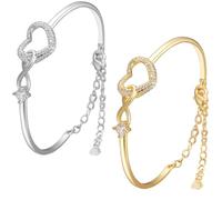 Always In My Heart - Pulsera de corazón Infinito, para mi Hija, Pulsera de corazón de Amor Infinito, Pulsera de Madre e Hija, Pulsera de corazón de circonio Ajustable, Regalo para Mujer (Gold+Silver)