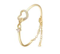 Always In My Heart - Pulsera de corazón Infinito, para mi Hija, Pulsera de corazón de Amor Infinito, Pulsera de Madre e Hija, Pulsera de corazón de circonio Ajustable, Regalo para Mujer (Gold)