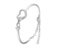 Always In My Heart - Pulsera de corazón Infinito, para mi Hija, Pulsera de corazón de Amor Infinito, Pulsera de Madre e Hija, Pulsera de corazón de circonio Ajustable, Regalo para Mujer (Silver)