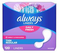 Always Incredibly Thin Regular Daily Liners, wrapped, 120 Count , Pack of 2