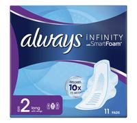 Always Infinity - Toallas sanitarias largas (tamaño 2, con alas, 11 por paquete de 4 unidades)