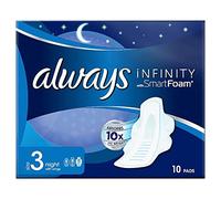 Always Infinity Night - Toallas sanitarias con alas, 10 por paquete (paquete de 5)