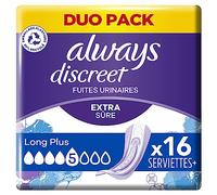 Always Long Toallas Sanitarias Discreta Plus Plus Para La Incontinencia 310 G, x16, 16 Unidad