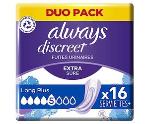 Always Long Toallas Sanitarias Discreta Plus Plus Para La Incontinencia 310 G, x16, 16 Unidad