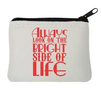 Always Look On The Bright Side of Life - Monedero de neopreno (10 x 11 cm), color blanco