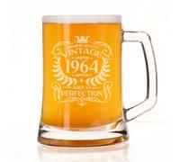 Always Looking Good Vaso de cerveza grabado vintage de 1964 con texto en inglés "Aged to Perfection", regalo de cumpleaños número 62 para hombres de 62 años, vasos de cerveza de medio litro
