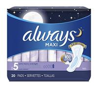 Always Maxi Overnight - Almohadillas femeninas con alas, superabsorción, sin perfume, 20 unidades, paquete de 2 (40 unidades totales)