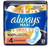 Always Maxi Pads Overnight W/Flexi-Wings Unscented, 33 Count by Always