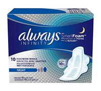 Always Night - Compresas sanitarias con alas, 10 unidades por paquete, 2 paquetes