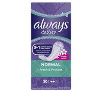 Always Normal refrescantes y protectoras, Servilletas sanitarias Fresh Dailies, Fresh & Protect, 1 paquete de 30 servilletas