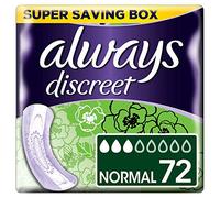 Always Pantalones discretos para incontinencia para mujer, normales, 72 almohadillas de absorción moderada (6 x 12) bloqueo de olor, paquete de ahorro, para vejiga sensible