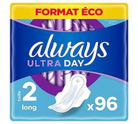 Always Paquete de 96 compresas para mujer, tamaño 2, ultrafinas y súper absorbentes, para mujer