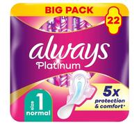 Always Platinum Normal (tamaño 1) - Toallas sanitarias con alas 22 almohadillas x 4