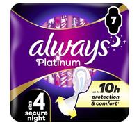 Always Platinum Secure Night - Toallas higiénicas (talla 4), diseño de alas, 7 unidad (Paquete de 1)