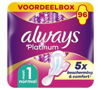 Always Platinum - Toallas higiénicas con imanes, Normal Plus, Flujo ligero a medio, formato Eco, 94 fundas individuales (4 x 24), 5 tamaños de confort