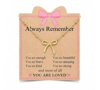 Always Remember You Are Loved - Collar de lazo dorado, delicada gargantilla chapada en oro con colgante pequeño, bonito regalo de joyería femenina para mujeres, adolescentes, cumpleaños, San Valentín