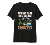 Always Take The Scenic Camping Camper Adventure Camiseta Premium