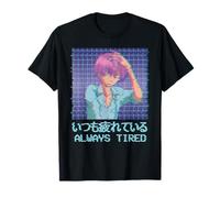 Always Tired Aesthetic Eboy Anime Boy Japanese Vaporwave Camiseta