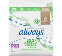 Always Toallitas Protectoras de Algodón Talla 2 Larga 9 uds