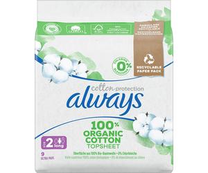 Always Toallitas Protectoras de Algodón Talla 2 Larga 9 uds