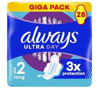 Always Ultra Day - Compresas sanitarias largas (tamaño 2) con alas 28 unidades, súper absorbentes y ultra finas, para el período