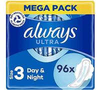 Always Ultra Night (tamaño 3) toallas sanitarias con alas 96 almohadillas superabsorbentes, neutraliza olores, ultra delgadas