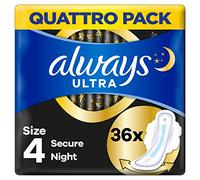 Always Ultra Sanitaria Asegure la Noche con Alas x36 Súper Absorbente y Ultra Delgada, para la Menstruación