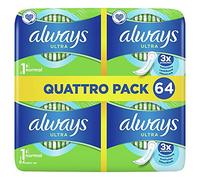 Always Ultra Sanitaria Normal (S1) 64 Súper Absorbente y Ultra Delgada, para la Menstruación