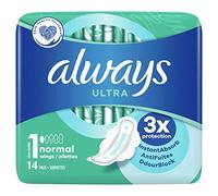Always Ultra Sanitaria Normal (S1) con Alas x14 Super Absorbente y Ultra Delgada, para la Menstruación